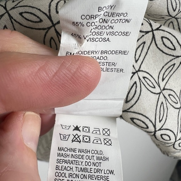 Lucky Brand Evelyn Embroidered Peasant Bohemian Tassel Balloon Sleeve Top Sz L - Picture 12 of 12